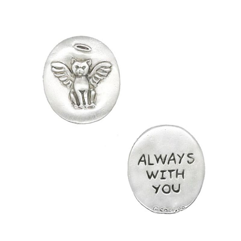 Always With You - Cat with Halo - Pocket Pewter Token - Click Image to Close